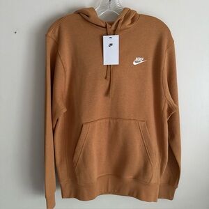 NWT Mens S Nike NSW Club Fleece Pullover Hoodie BV2654-224 Tan Brown Sweatshirt